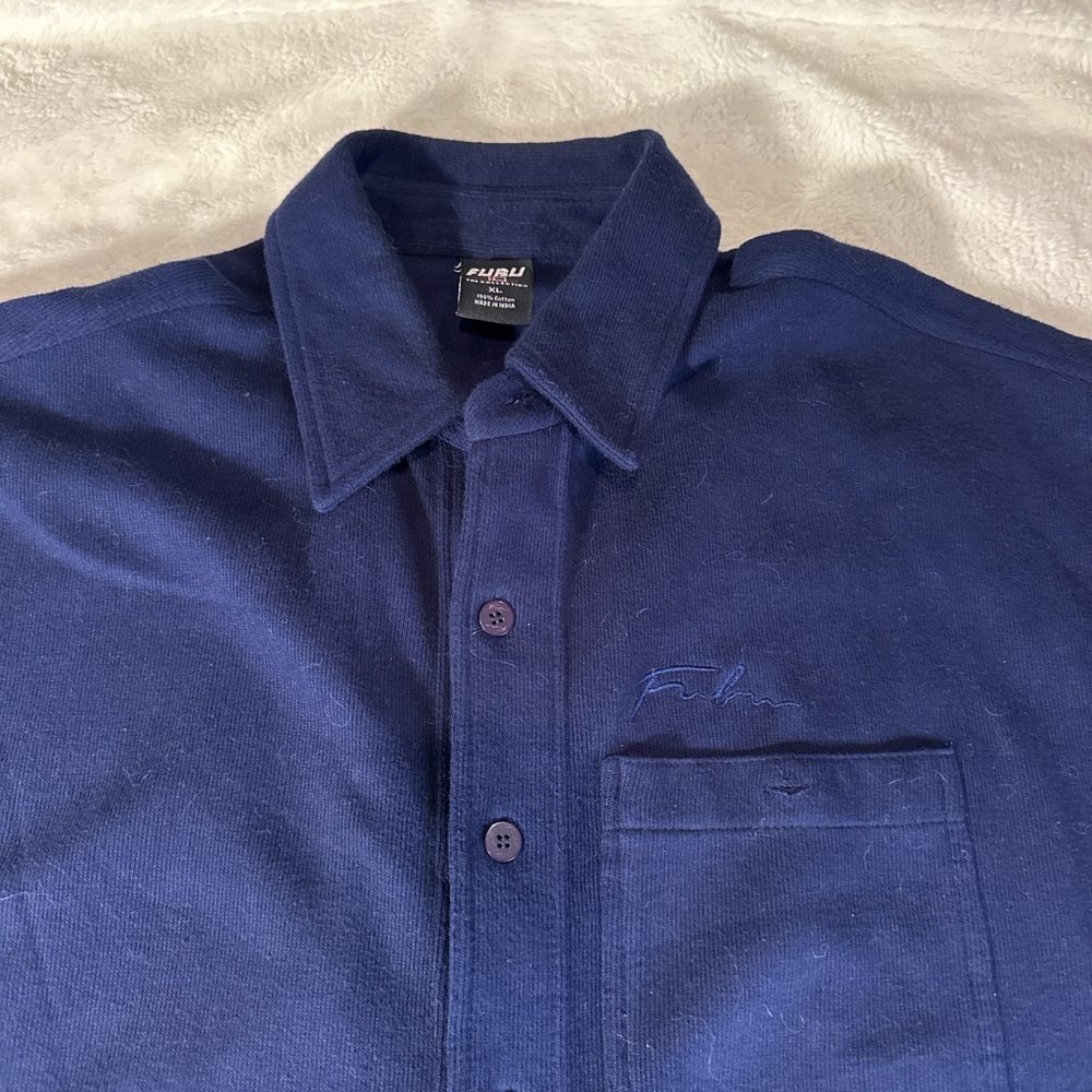 Vintage FUBU Polo Sweater‎ Men's XL Navy Blue 90s Y2K Hip Hop Streetwear